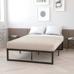 Lana 14 Inch Metal Platform Bed Frame - No Box Spring Needed with Steel Slat Support and Quick Lock Functionality (Queen)