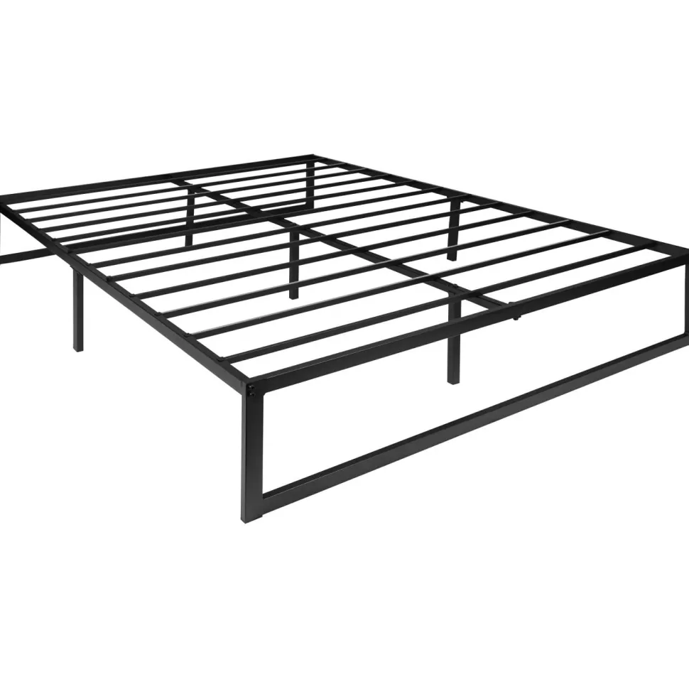 Lana 14 Inch Metal Platform Bed Frame - No Box Spring Needed with Steel Slat Support and Quick Lock Functionality (Queen)