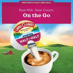 Land O'Lakes Mini Moos Half-And-Half Liquid Coffee Creamer, Original Flavor, 0.28 Oz Single Serve, 192/Pack