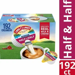 Land O'Lakes Mini Moos Half-And-Half Liquid Coffee Creamer, Original Flavor, 0.28 Oz Single Serve, 192/Pack