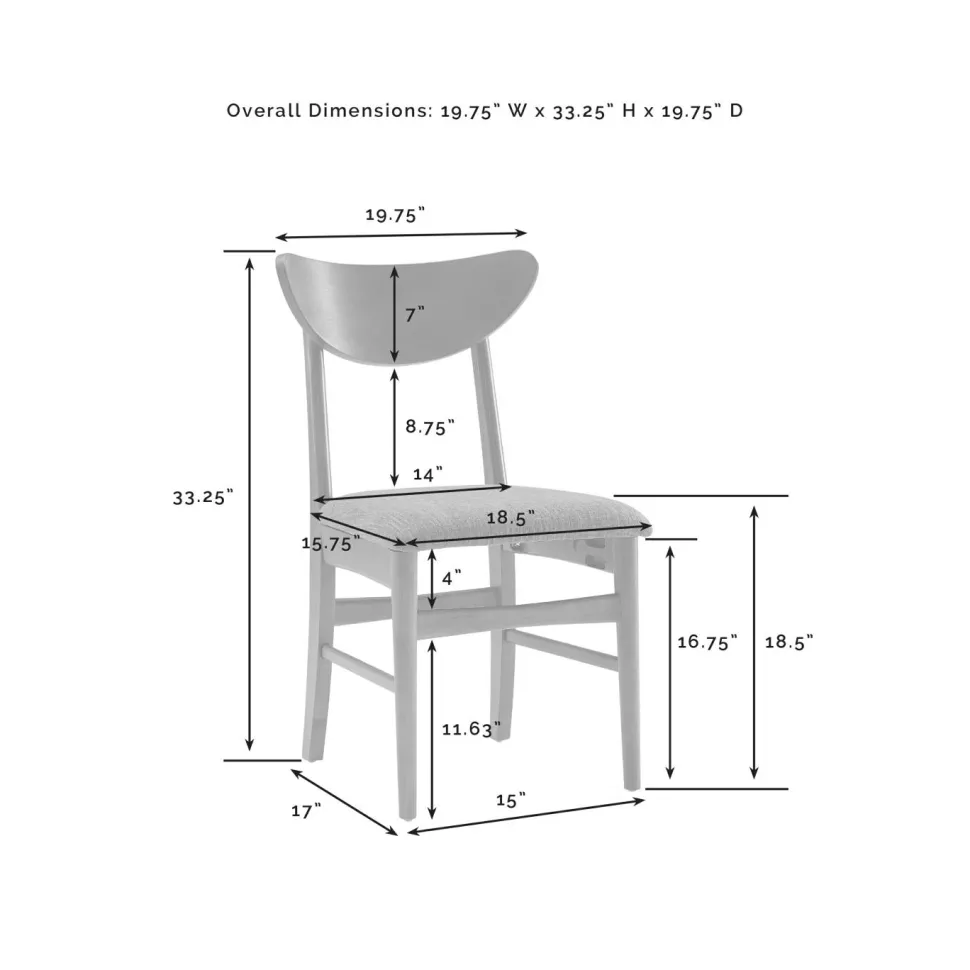 Landon 2Pc Wood Dining Chairs W/Upholstered Seat