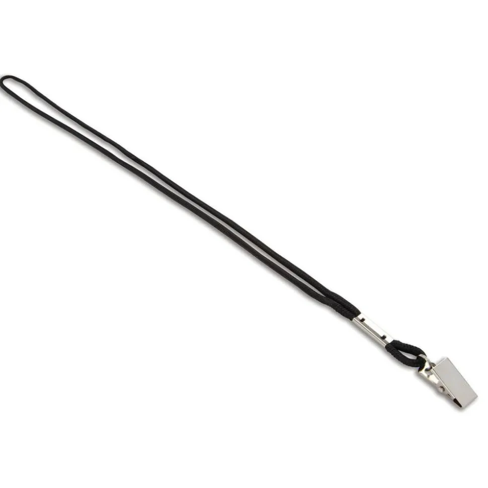 Lanyards With Alligator Clips, Black, Pack Of 12