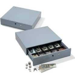 Large-Capacity Manual Cash Drawer, 3 7/8"H x 17 3/4"W x 15 7/8"D, Gray