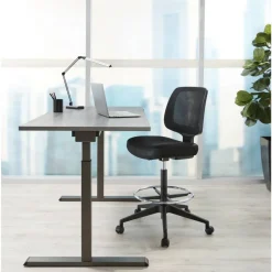 Laristo Mesh/Fabric Mid-Back Drafting Chair, Black, BIFMA Compliant