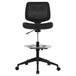 Laristo Mesh/Fabric Mid-Back Drafting Chair, Black, BIFMA Compliant