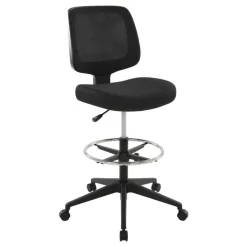 Laristo Mesh/Fabric Mid-Back Drafting Chair, Black, BIFMA Compliant