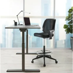 Laristo Mesh/Fabric Mid-Back Drafting Chair, Black, BIFMA Compliant