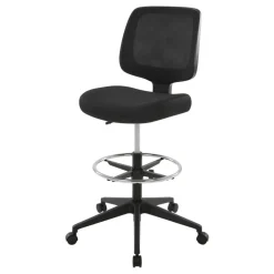 Laristo Mesh/Fabric Mid-Back Drafting Chair, Black, BIFMA Compliant