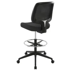 Laristo Mesh/Fabric Mid-Back Drafting Chair, Black, BIFMA Compliant