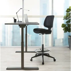 Laristo Mesh/Fabric Mid-Back Drafting Chair, Black, BIFMA Compliant