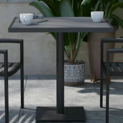 Lark Outdoor Patio Bistro Dining Table with Faux Gray Wash Teak Poly Slats, 30" Square