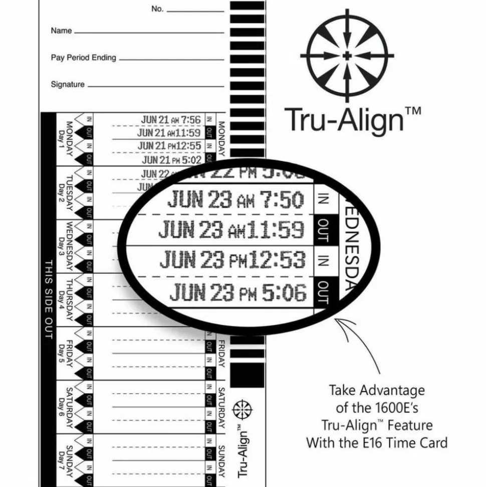 Lathem Atomic Time Clock With Tru-Align, 1600E, Unlimited Employees, 5.7"H x 6.3"W x 7.2"D, Gray