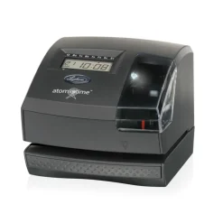 Lathem Atomic Time Clock With Tru-Align, 1600E, Unlimited Employees, 5.7"H x 6.3"W x 7.2"D, Gray