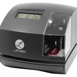 Lathem Atomic Time Clock With Tru-Align, 1600E, Unlimited Employees, 5.7