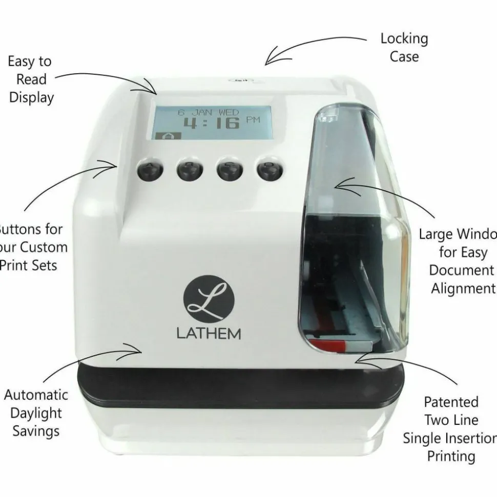 Lathem LT5 Electronic Time and Date Stamp - Card Punch/Stamp - Digital - Time, Date Record Time