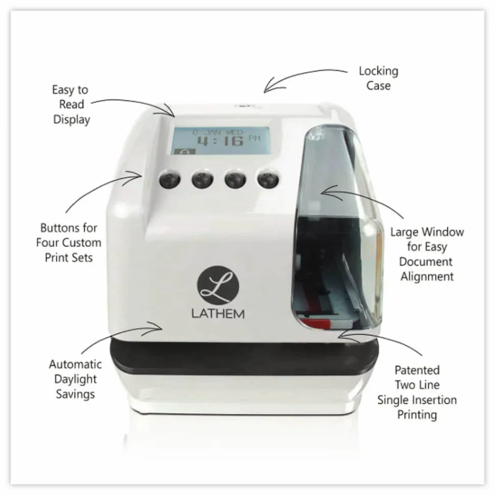 Lathem LT5 Electronic Time and Date Stamp - Card Punch/Stamp - Digital - Time, Date Record Time