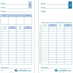 Lathem Model 400E Double Sided Time Cards - Double Sided Sheet - Blue Print Color - 1 Pack
