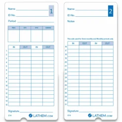 Lathem Model 400E Double Sided Time Cards - Double Sided Sheet - Blue Print Color - 1 Pack