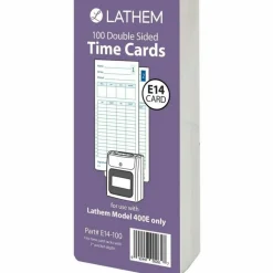 Lathem Model 400E Double Sided Time Cards - Double Sided Sheet - Blue Print Color - 1 Pack