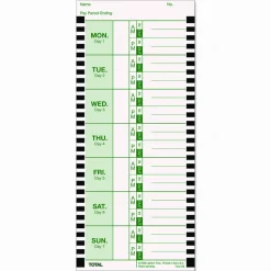 Lathem Time Cards, E8-100, Weekly, 1-Sided, 8 1/2