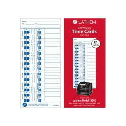 Lathem Time Cards For Electronic Side-Print Time Clocks, Weekly, 1-Sided, 4