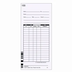 Lathem Time Cards, Numbered 1-100, 2-Sided, 3 3/8