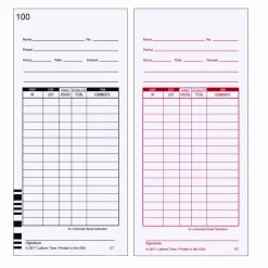Lathem Time Cards, Numbered 1-100, 2-Sided, 3 3/8