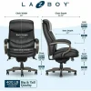 La-Z-Boy Woodbury Big/Tall Executive Chair, Supports Up to 400 lb, 20.25" to 23.25" Seat Height, Black Seat/Back, Weathered Gray Base