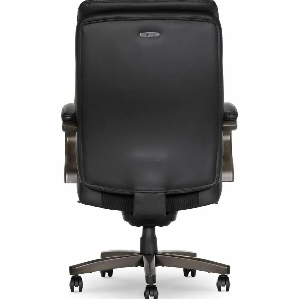 La-Z-Boy Woodbury Big/Tall Executive Chair, Supports Up to 400 lb, 20.25" to 23.25" Seat Height, Black Seat/Back, Weathered Gray Base