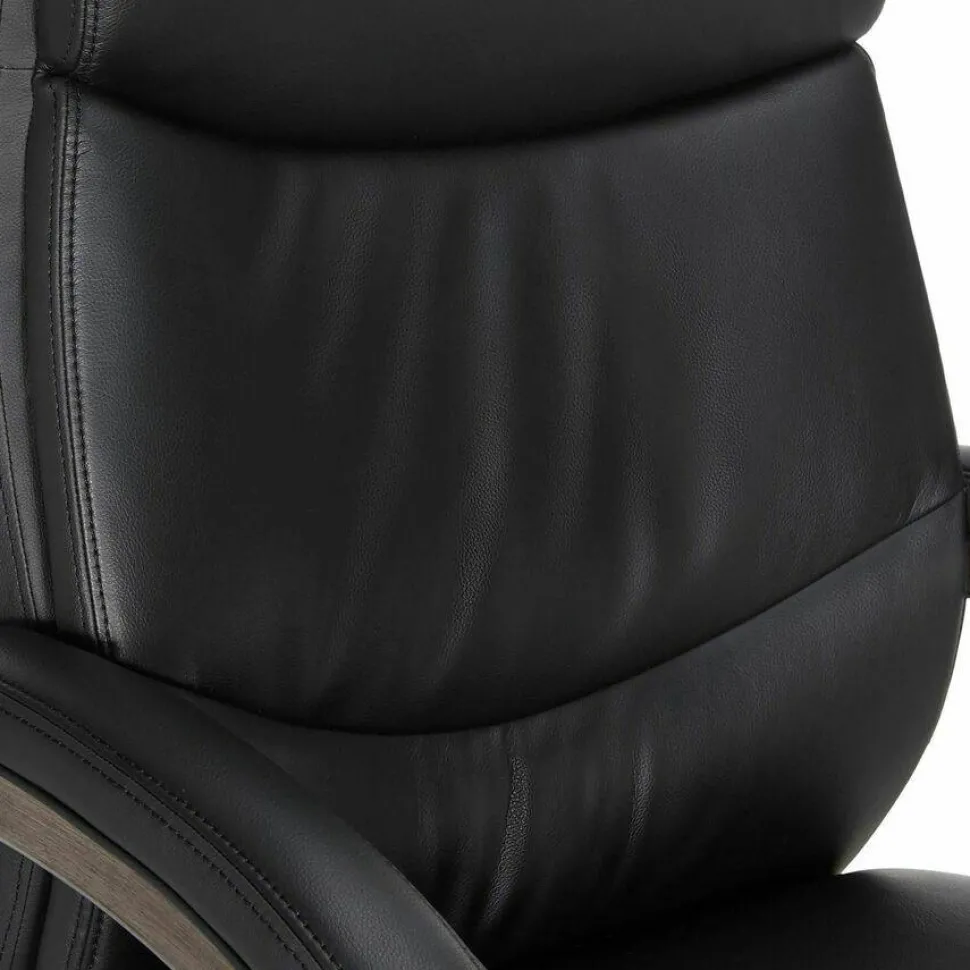 La-Z-Boy Woodbury Big/Tall Executive Chair, Supports Up to 400 lb, 20.25" to 23.25" Seat Height, Black Seat/Back, Weathered Gray Base