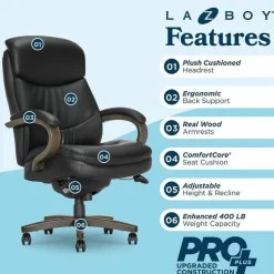 La-Z-Boy Woodbury Big/Tall Executive Chair, Supports Up to 400 lb, 20.25
