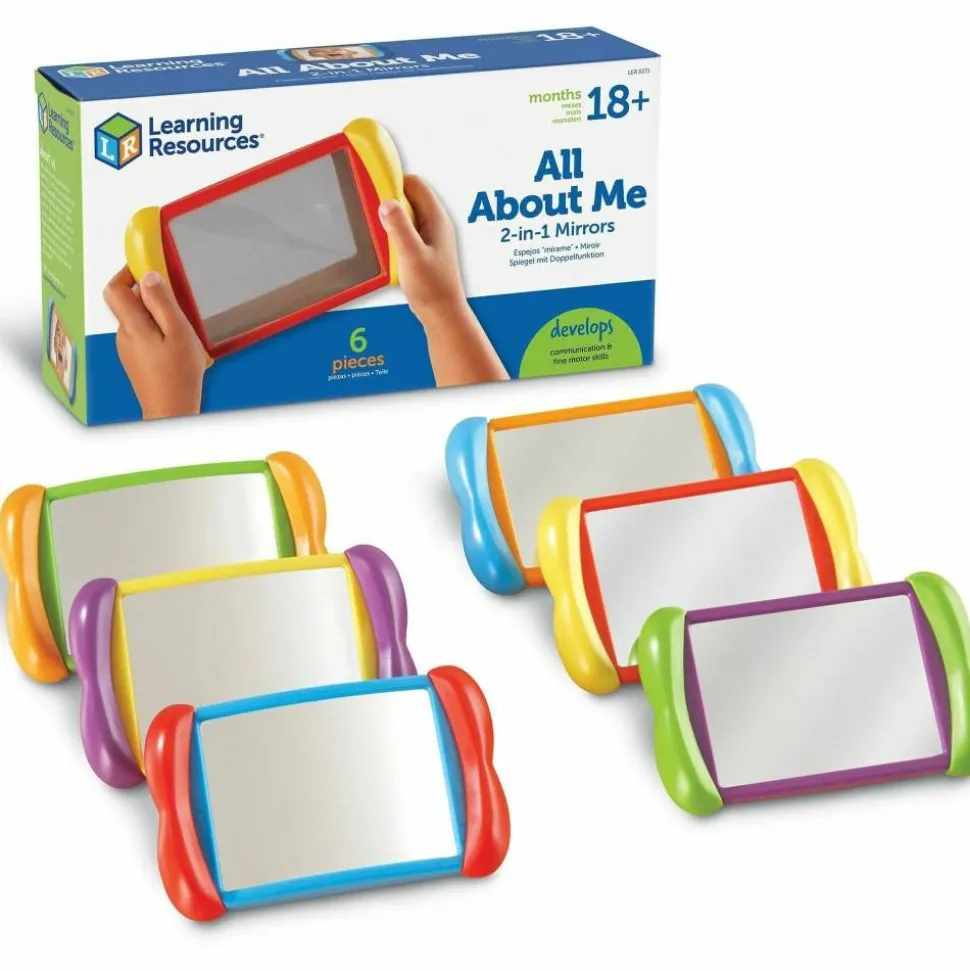 Learning Resources All About Me 2-In-1 Mirrors, 4" x 6", Pre-K - Grade 3, Pack Of 6