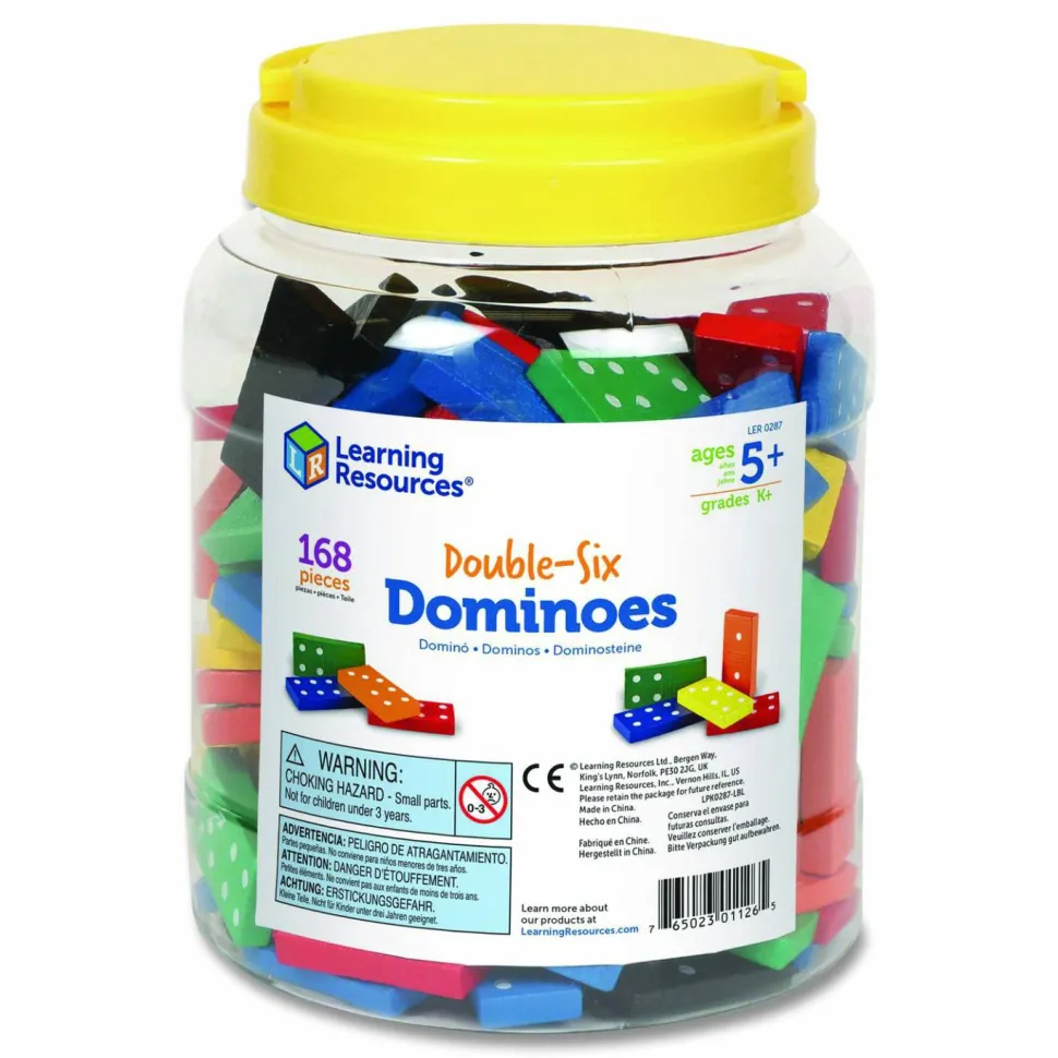 Learning Resources Double-Six Dominoes in Bucket, 2 to 4 Players, Grades K to 4, 168 Pieces