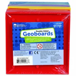 Learning Resources Double-Sided Assorted Geoboards, Grades K to 3, 5" x 5", Assorted Colors, 6 Pieces