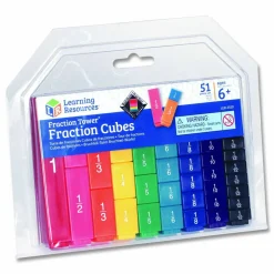 Learning Resources Fraction Tower Fraction Cubes, Grades 1 to 4, 51 Pieces