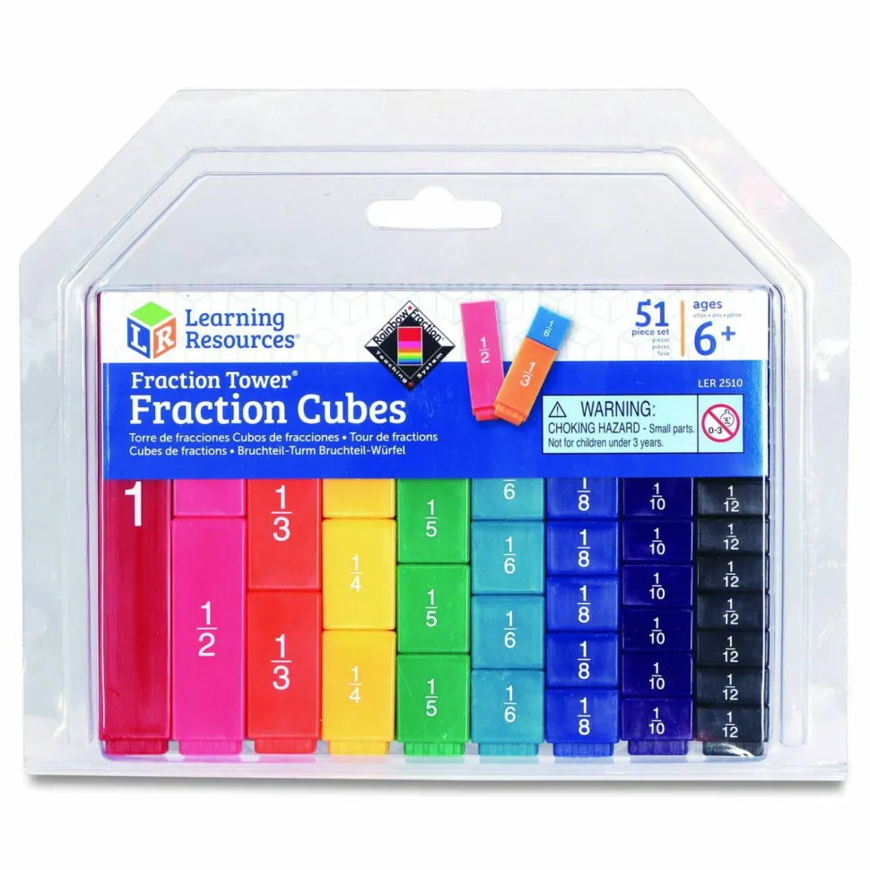 Learning Resources Fraction Tower Fraction Cubes, Grades 1 to 4, 51 Pieces