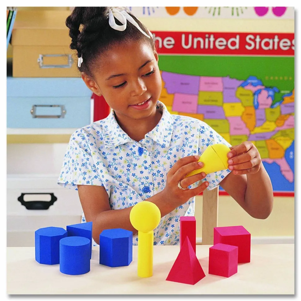 Learning Resources Hands-On Soft Geometric Solids, Grades K to 5, 12 Pieces