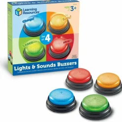 Learning Resources Lights & Sounds Buzzers Set, Multicolored / Skill Learning Sound Game, 3+, Pack Of 4
