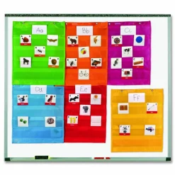 Learning Resources Magnetic Pocket Chart Squares, Classroom/Teacher Organizer Set, 7 Pockets, Assorted Colors, Set of 6