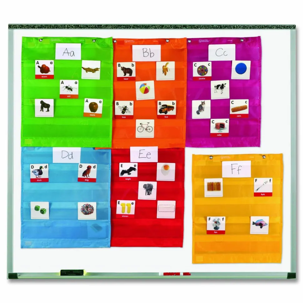 Learning Resources Magnetic Pocket Chart Squares, Classroom/Teacher Organizer Set, 7 Pockets, Assorted Colors, Set of 6
