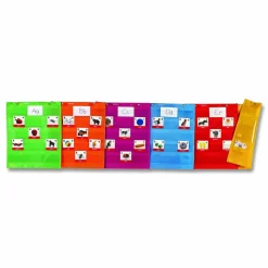 Learning Resources Magnetic Pocket Chart Squares, Classroom/Teacher Organizer Set, 7 Pockets, Assorted Colors, Set of 6