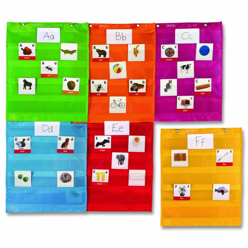 Learning Resources Magnetic Pocket Chart Squares, Classroom/Teacher Organizer Set, 7 Pockets, Assorted Colors, Set of 6