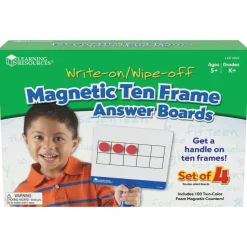 Learning Resources Magnetic 10-Frame Answer Write-And-Wipe Board Set, Assorted Colors, Grades K - 9