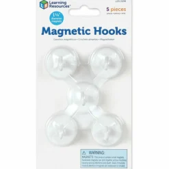 Learning Resources Original Magnetic Hooks - 13 lb (5.90 kg) Capacity - for Pocket Chart, Flip Book, Hall Pass, Decoration - White - 5 / Pack