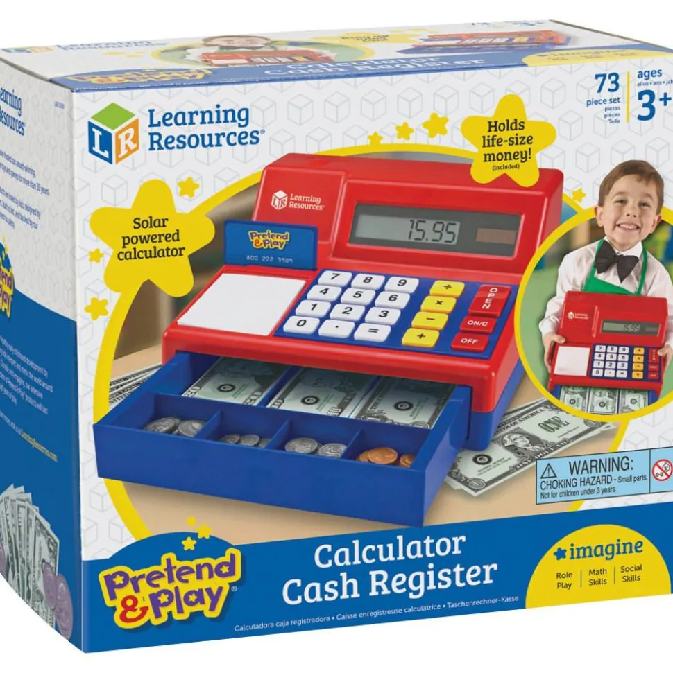 Learning Resources Pretend & Play Calculator Cash Register, 5 3/4"H x 9 1/2"W x 10 1/2"D, Grades Pre-K - 3