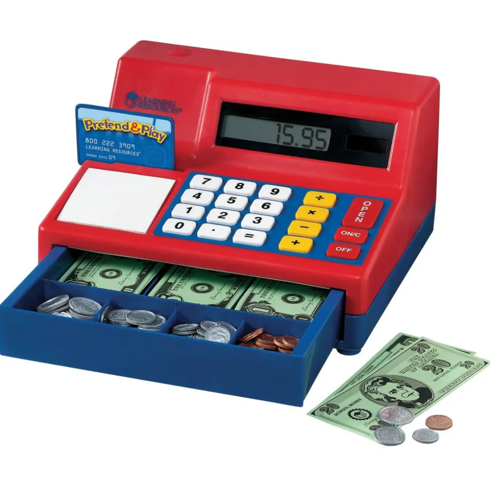 Learning Resources Pretend & Play Calculator Cash Register, 5 3/4"H x 9 1/2"W x 10 1/2"D, Grades Pre-K - 3
