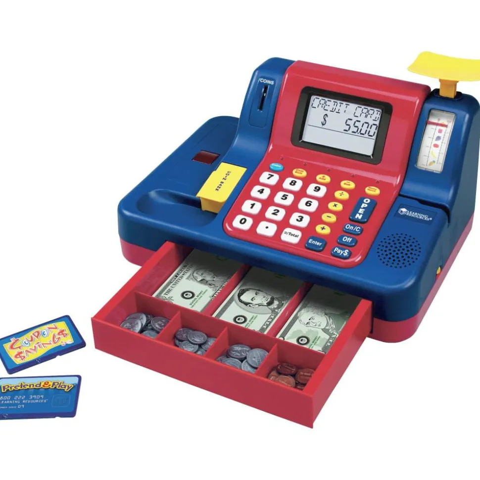 Learning Resources Pretend & Play Teaching Cash Register, 8"H x 9 1/2"W x 13"D, Grades Pre-K - 1
