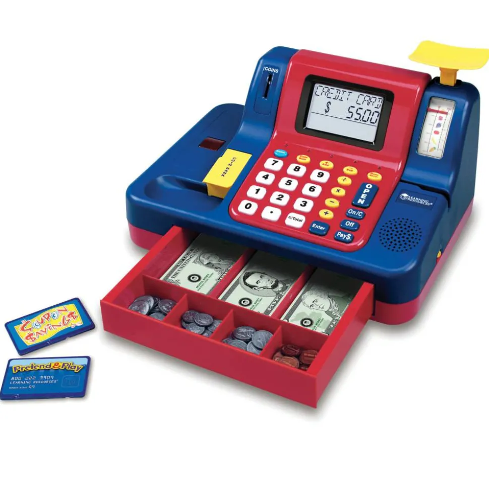 Learning Resources Pretend & Play Teaching Cash Register, 8"H x 9 1/2"W x 13"D, Grades Pre-K - 1