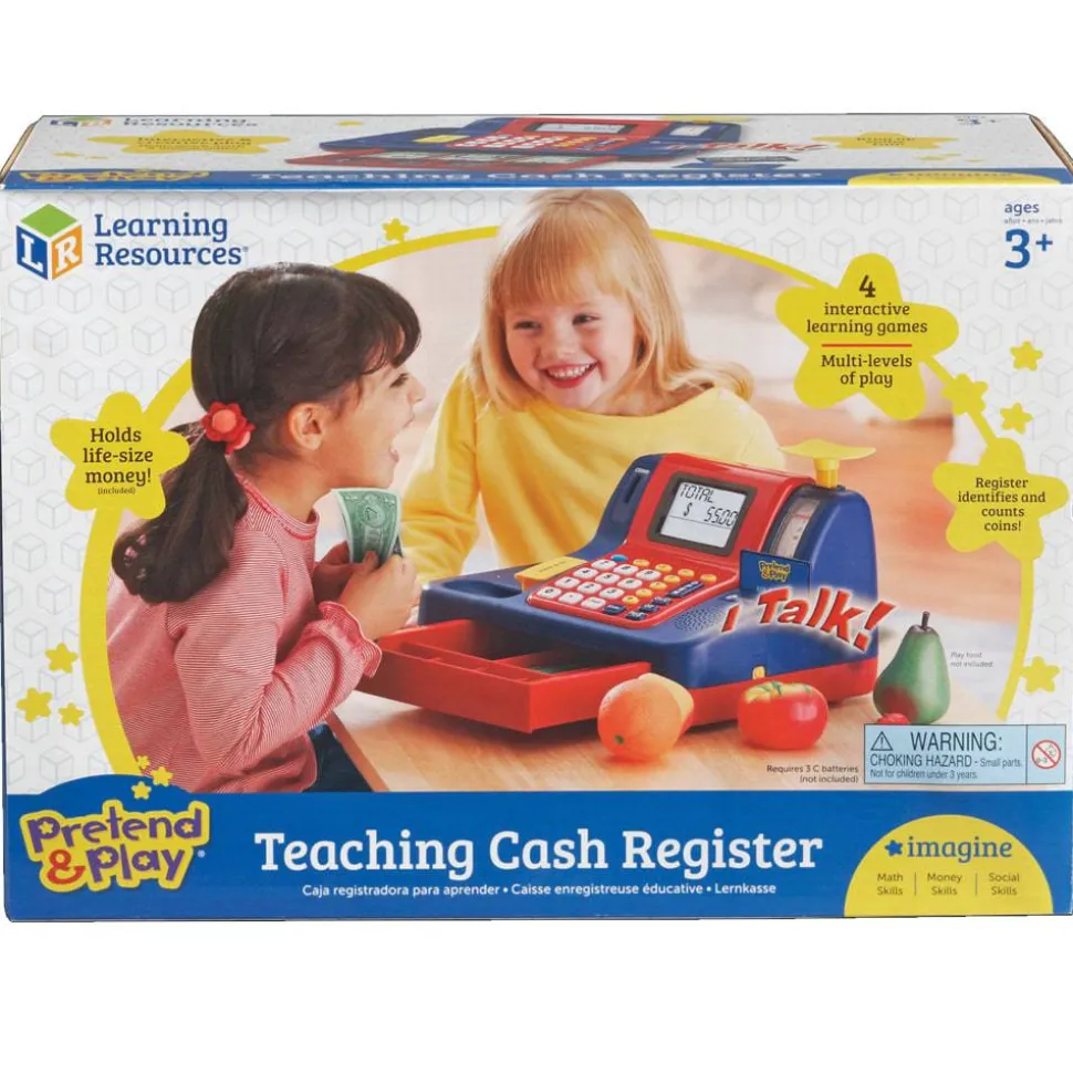 Learning Resources Pretend & Play Teaching Cash Register, 8"H x 9 1/2"W x 13"D, Grades Pre-K - 1
