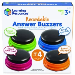 Learning Resources Recordable Answer Buzzers, Ages 3 and Up, 4 Buzzers